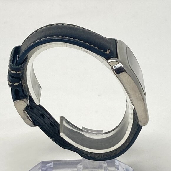 Coach Watch Women 29mm Silver Tone Swiss Made Black Leather New Battery 8.25" - Picture 8 of 15